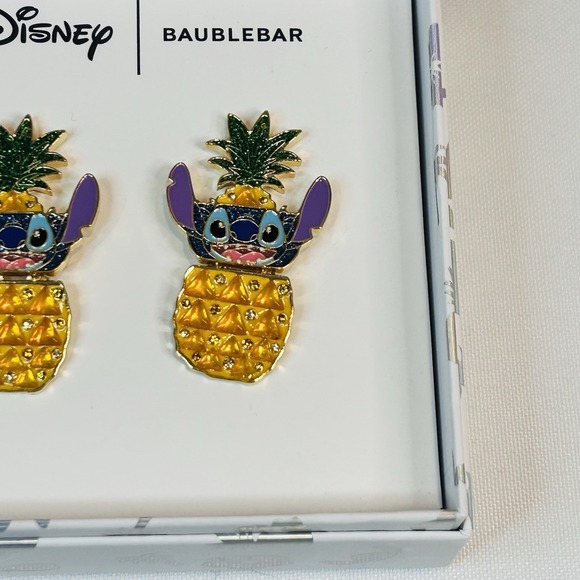 Disney Pixar Lilo & Stitch Hawaiian Baublebar Earrings Sparkling Pineapple - Picture 2 of 4